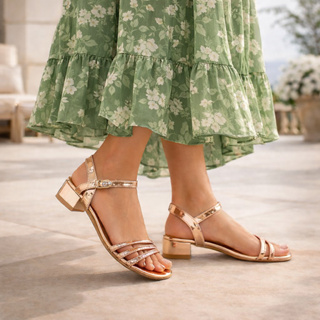 Sandália Saltinho Salto Baixo Tiras Strass Brilho Fivela Confortável Promoção Tendência Original em Oferta na Shopee