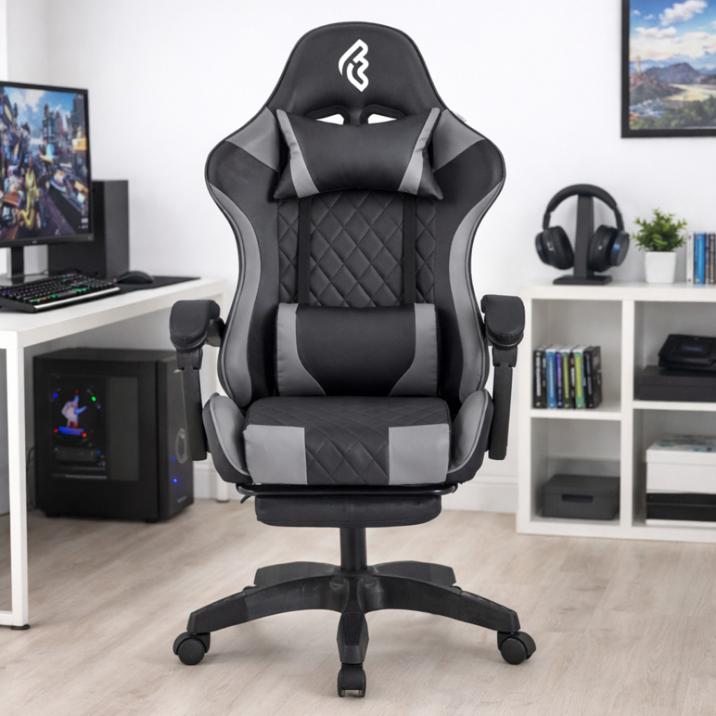 Cadeira Gamer E Escritório Fohar Ergonômica Preta E Branca