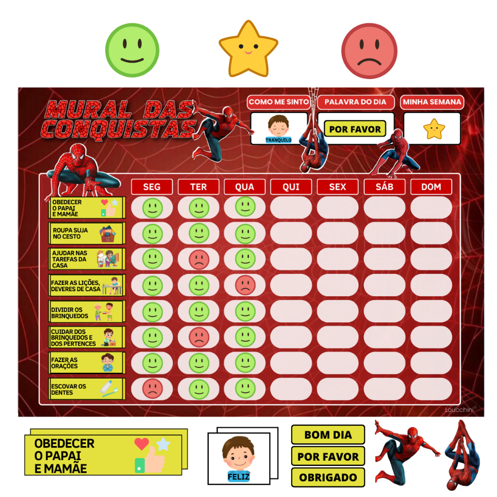 Quadro das Conquistas Infantil – Tarefas, Rotina e Recompensas Homem-Aranha em Oferta na Shopee
