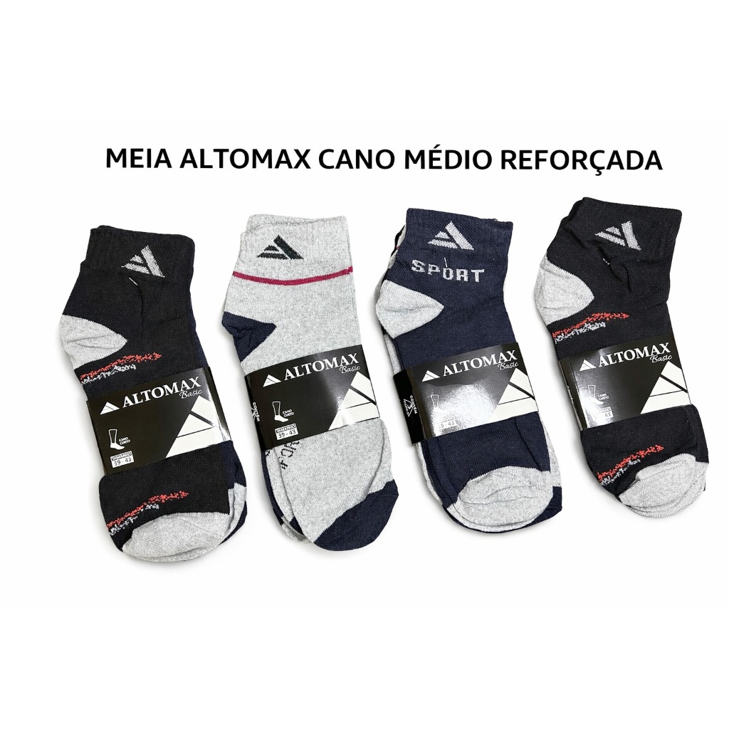 KIT DE 9 e KIT DE 12 PARES DE MEIAS ALTOMAX CANO MÉDIO DE ALTA QUALIDADE GROSSA DE ALGODÃO