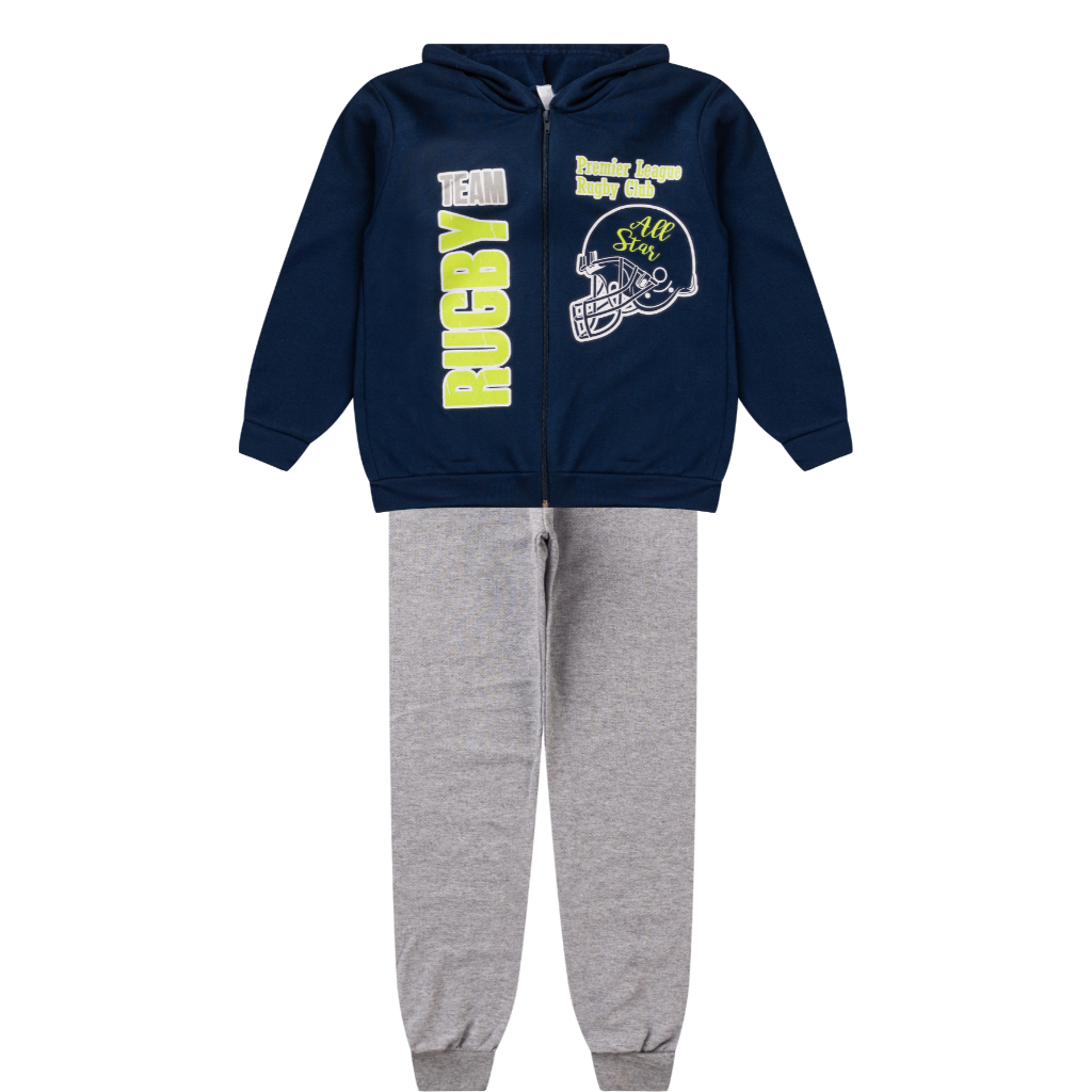 Conjunto Moletom Roupa Infantil Menino Inverno Capuz Calça e Jaqueta Masculina