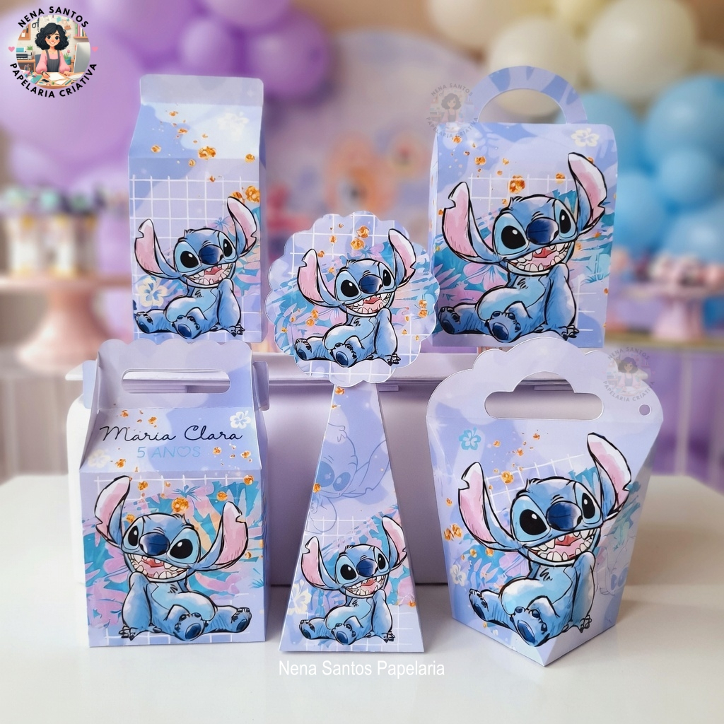 Kit Festa STITCH Personalizado (PEGUE E MONTE) Caixinhas / Lembrancinhas Personalizadas Festa Stitch