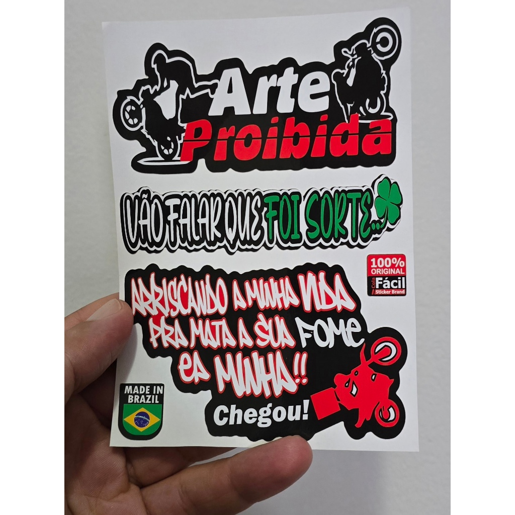 Kit 3 Adesivos Moto Não Falar Que Foi Sorte Arriscando Minha Vida Adesivo Moto Carro Capacete Premium