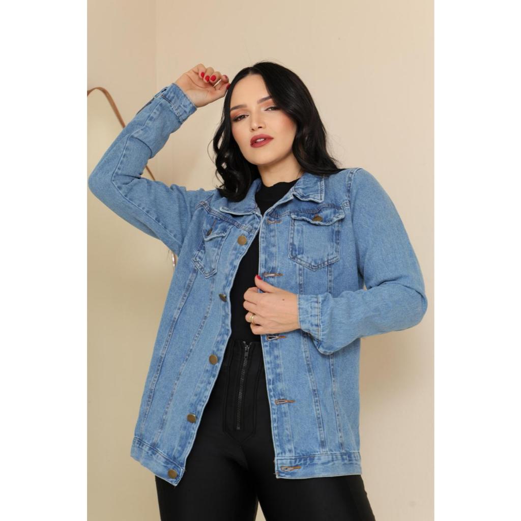 Max Jaqueta Jeans Feminina Oversized Moda Casual