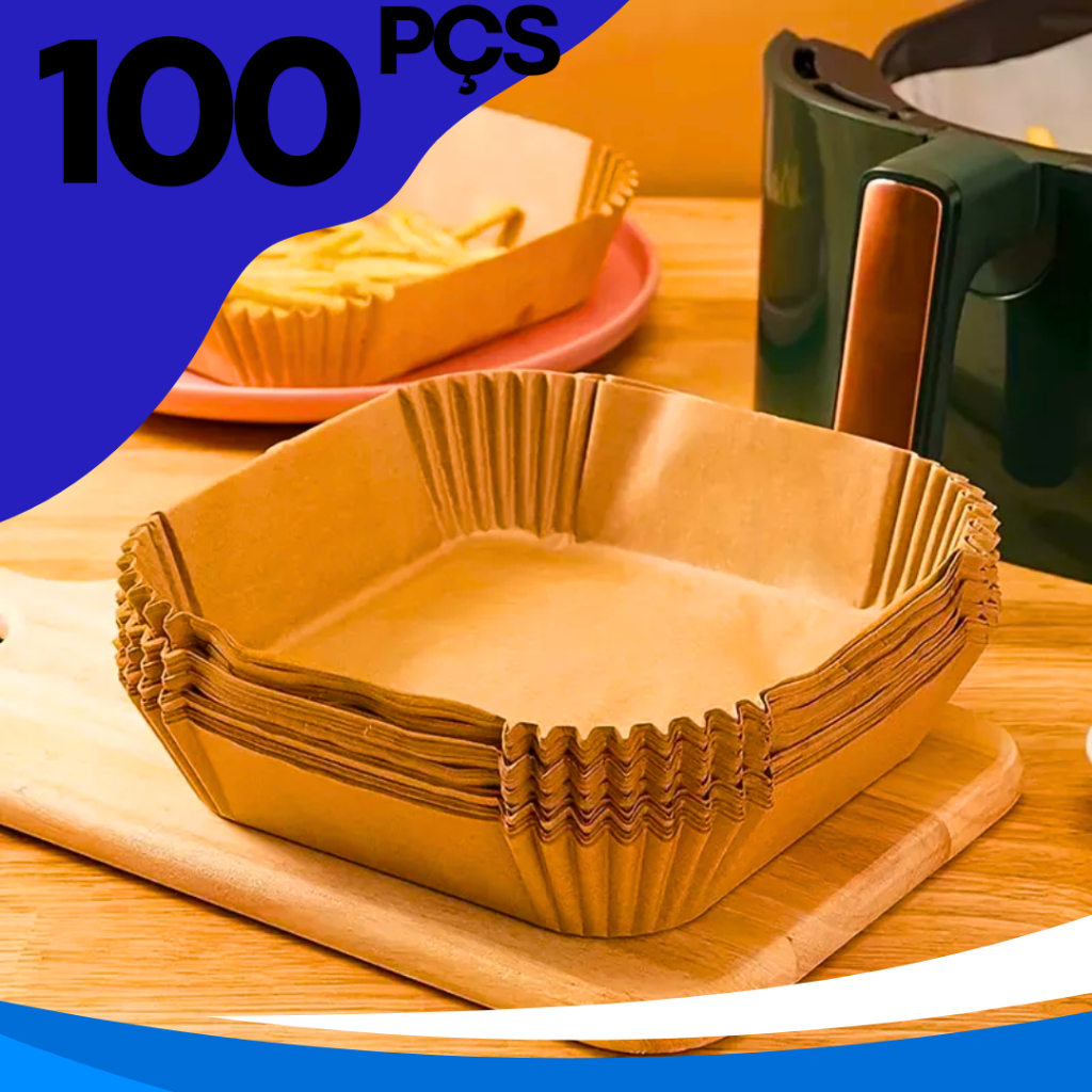 100 / 50 Formas Descartáveis Retangulares Airfryer Papel Forneável Antiaderente em Oferta na Shopee