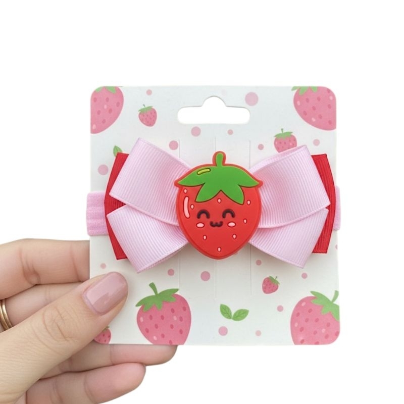 Faixinha de Bebê Tema Morango – Laço Infantil para Recém-Nascido, Festa e Passeio