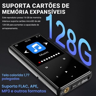 MP3 Player HIFI ,Leitor de MP3 Bluetooth 5.0-16GB+Expansíve 128GB Som HiFi | Tela 1,77" Leve e Compacto,Voz book Leitor em Oferta na Shopee