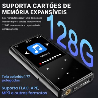 MP3 Player HIFI ,Leitor de MP3 Bluetooth 5.0- Expansíve 128GB Som HiFi | Tela 1,77" Leve e Compacto,Voz book Leitor
