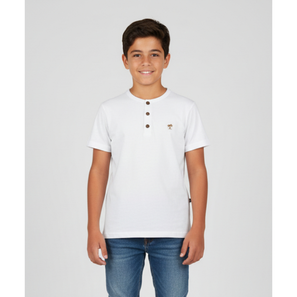Blusa Infantil Menino Verão Tamanhos 2, 3, 4, 6, 8, 10, 12, 14 E 16 Anos|  Com Botão E Aplique