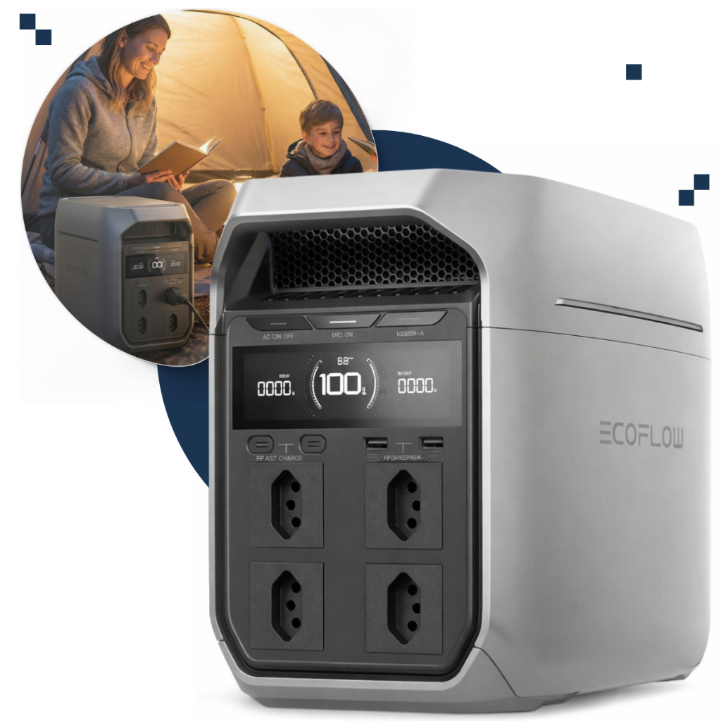 Estação de Energia Solar Portátil Ecoflow Delta 3 Plus 127V/220V Gerador 1800W / 1024WH Nobreak Ups
