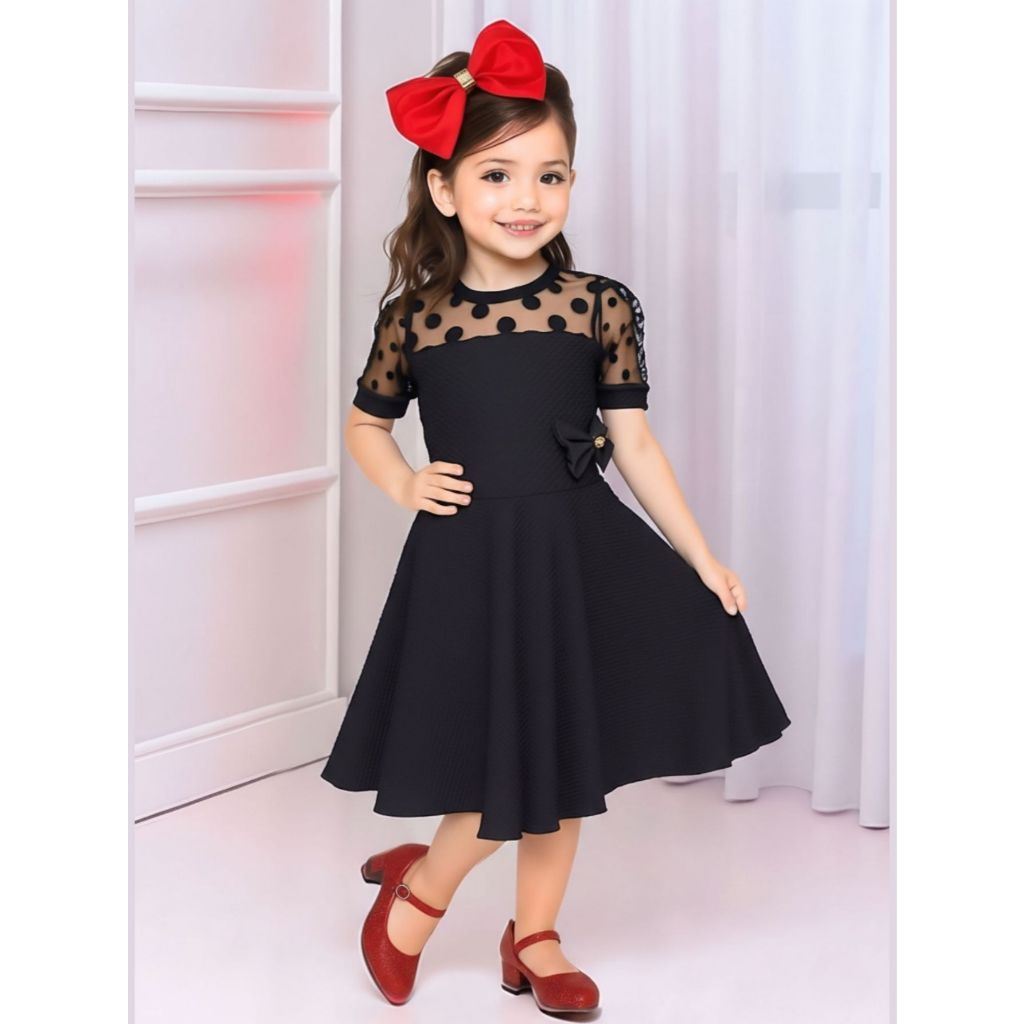 Vestido Infantil Menina Rodado Gode Evangélico Com Lacinho