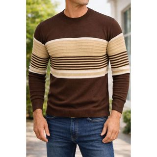 Blusa de Frio Masculina Tricot Manga Longa  LIstrada Gola Redonda Inverno 2026