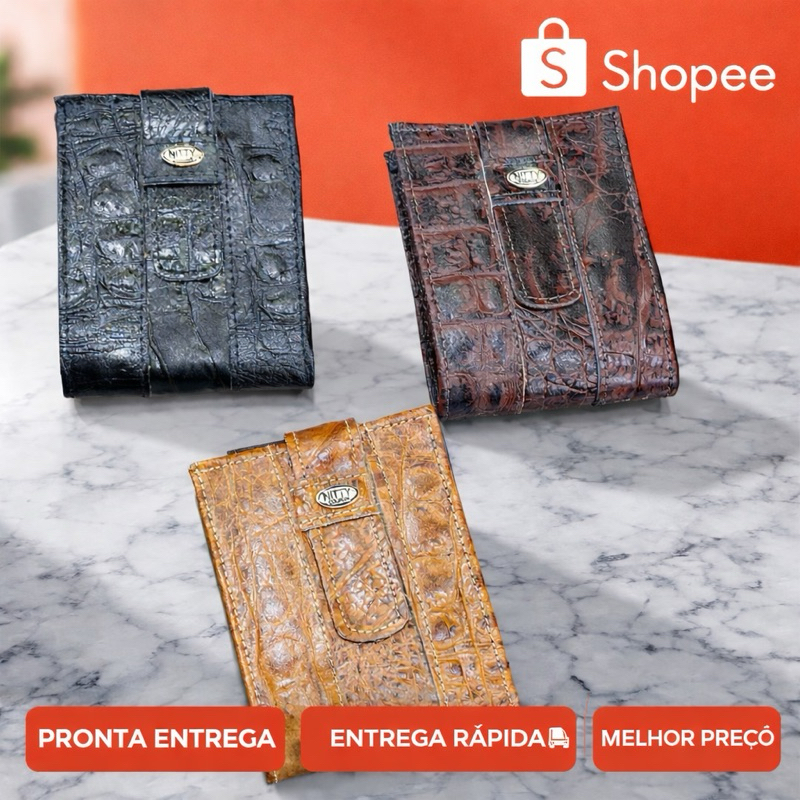 Carteira Masculina Couro Legítimo Slim Porta Moedas CNH Cartão Nity em Oferta na Shopee