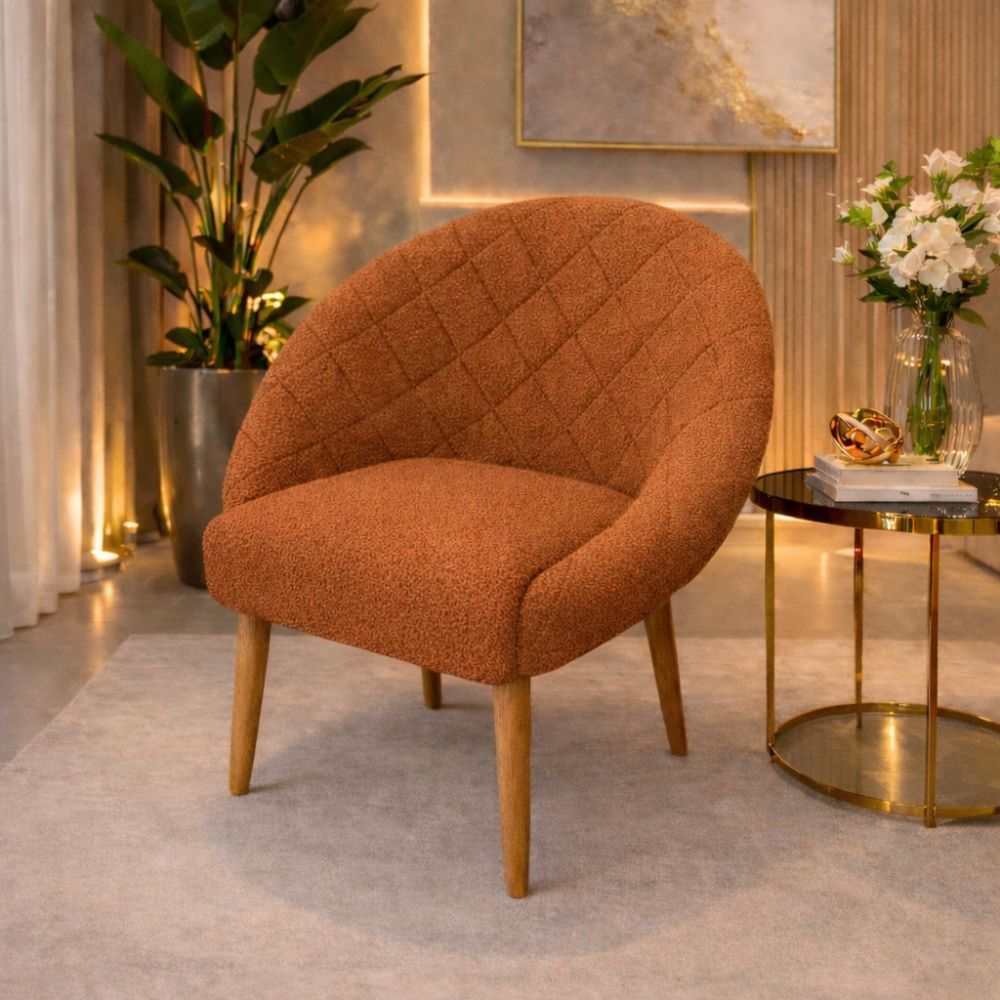 Poltrona Decorativa Ibiza em Bouclé – Conforto, Versatilidade e para Seu Espaço Boucle Terracota