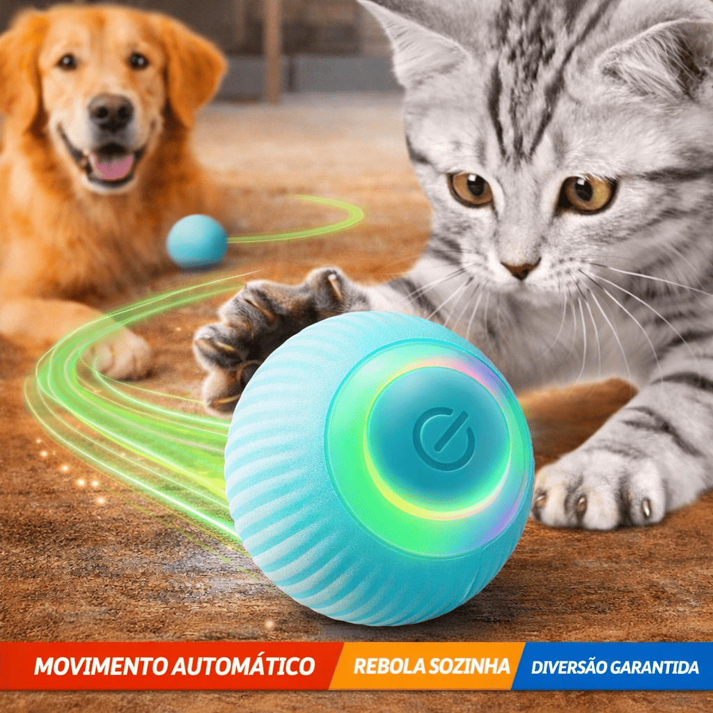 Bola Eletrônica Interativa para Cães e Gatos – Brinquedo Inteligente Pet com Movimento Automático