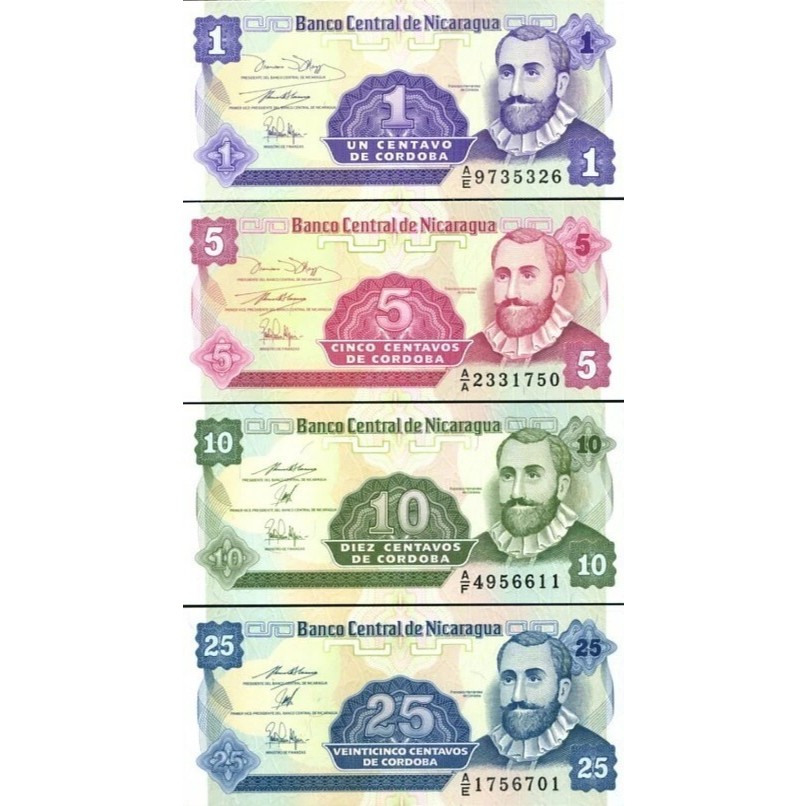 Cédula Nicarágua 1 a 25 Centavos Fe