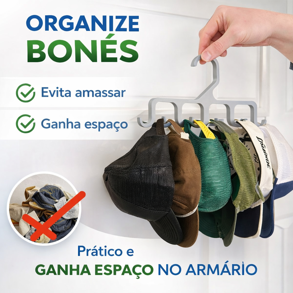 Organizador de Bonés Cabide Porta Boné Suporte para Boné Closet Armário Ganha Espaço Até 5 Bonés em Oferta na Shopee