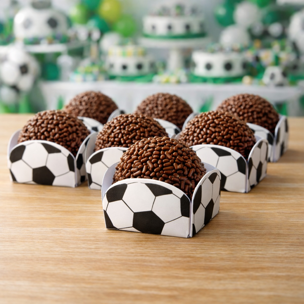 Forminha 4 Pétalas Futebol Bola para Docinhos Brigadeiro Decoração Festa Infantil Envio Imediato