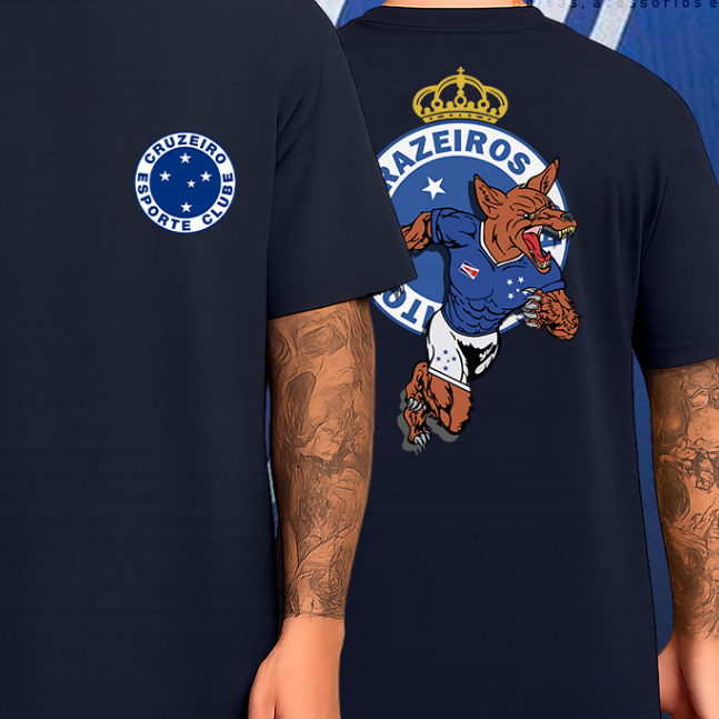 Camiseta Masculina Time Cruzeiro Futebol Jogo P ao GG