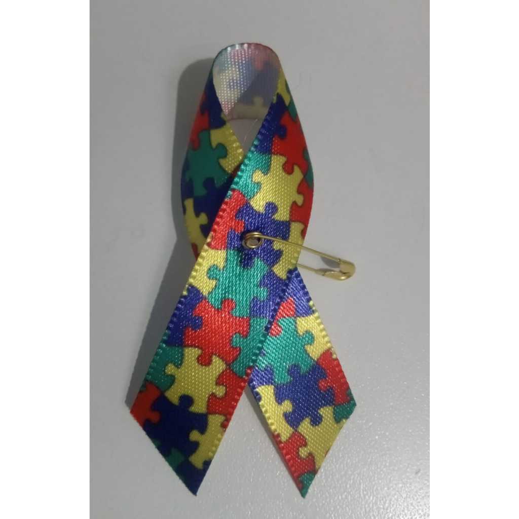 Laço conscientização abril - Autismo 50 unid. ( Fita de cetim 15mm )