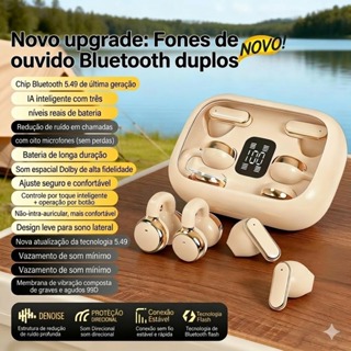 Fone Bluetooth 5.3 Sem Fio, 4 em 1 Estojo, À Prova d'Água, Isolamento de Ruído e Bateria Longa em Oferta na Shopee