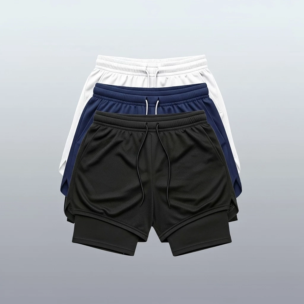 Kit 2 Short Masculina 2 em 1 Bermuda Academia e Treino