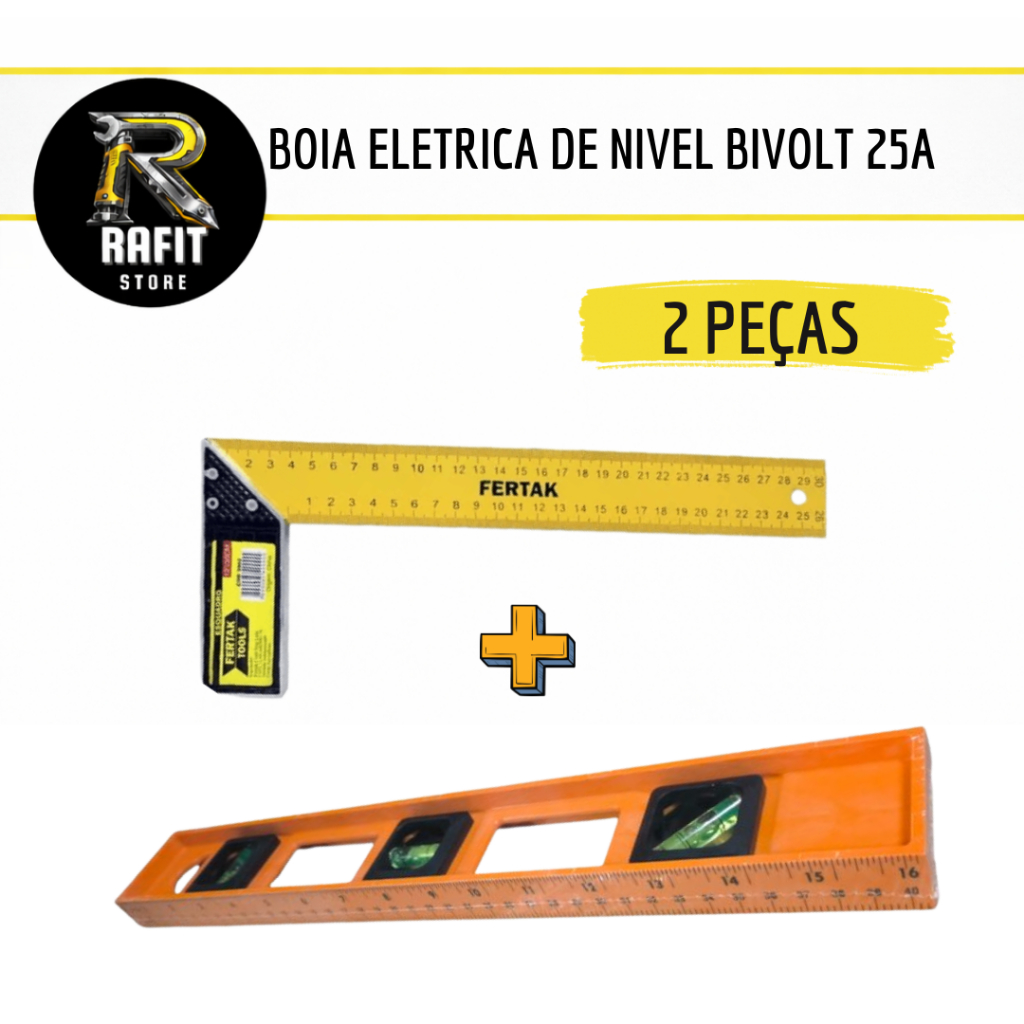 kit Esquadro Régua Carpinteiro Pedreiro Metálico Aço Kit Profissional e Nível Polímetro Pedreiro40CM