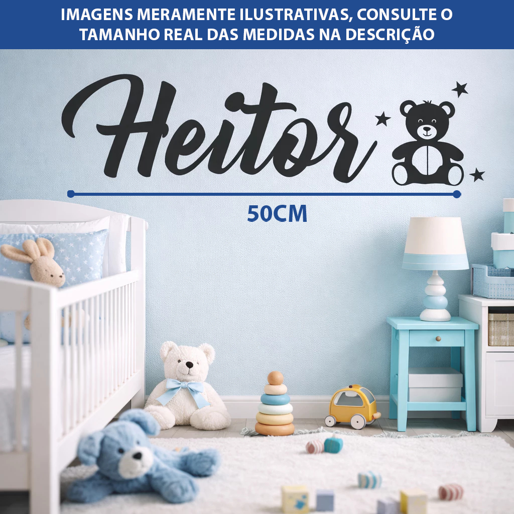 Nome Adesivo Personalizado Parede 50cm Infantil | Decoração Quarto Menino em Oferta na Shopee