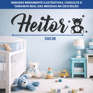 Nome Adesivo Personalizado Parede 50cm Infantil | Decoração Quarto Menino em Oferta na Shopee
