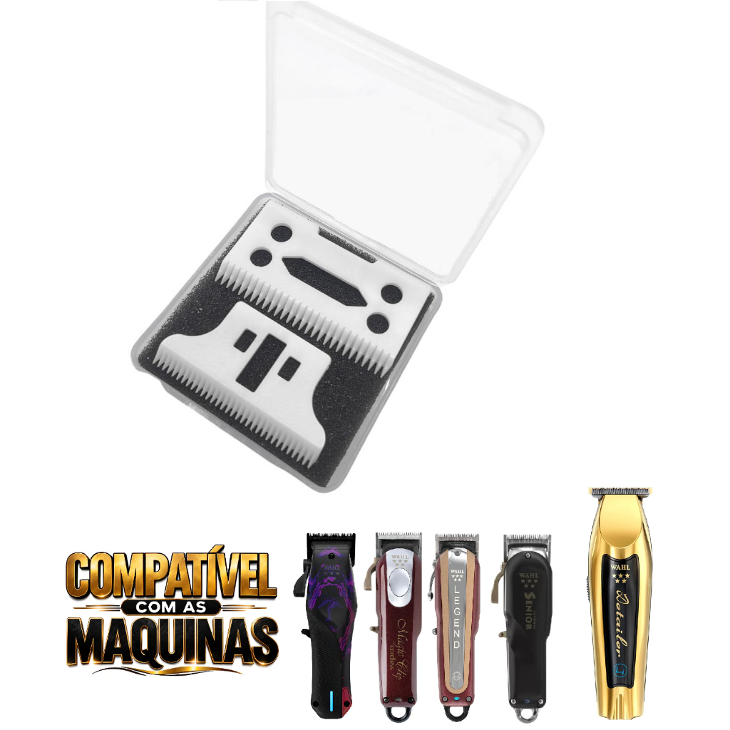 Kit 1 Lâmina Cerâmica Legend Wahl Corte Magic Clip kemei Wmark + 1 Lâmina Detailer Acabamento