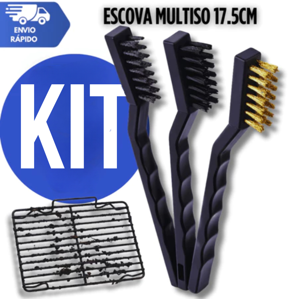 Jogo Escovas de Aço Multiuso Aço Latão Nylon Cabo Plástico Limpeza Leve e Pesada Multiuso Escova