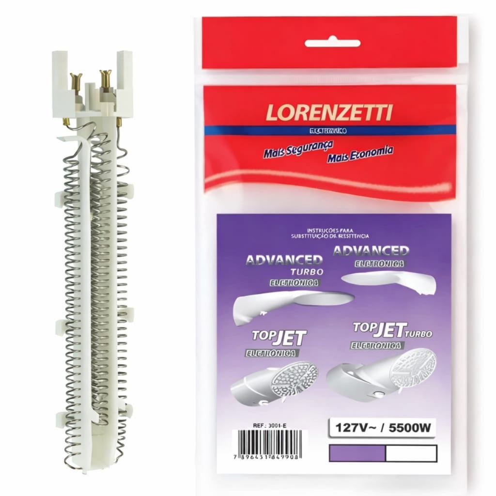 Resistência Lorenzetti Multi Top Jet Advanced Turbo Eletrônica 127V 5500W Alta Potência Aquecimento Rápido
