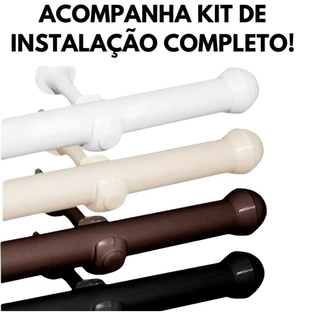 Kit Varão P/ Cortina Completo 2,00 Metros Madeira Resistente 19mm Várias Cores - Envio Imediato em Oferta na Shopee