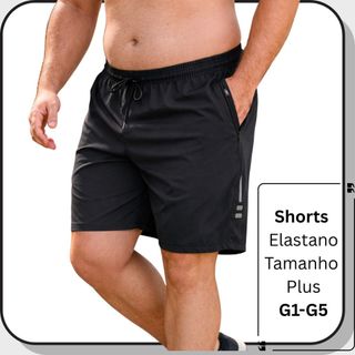 Shorts Bermuda Tactel Masculina  Com Elastano e lycra Tam Plus G1-G5 Extra Academia Casual e Treino