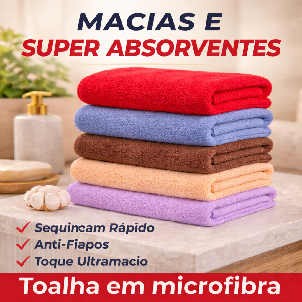 Toalha de Banho Microfibra 140x70 Secagem Rápida Super Absorvente em Oferta na Shopee