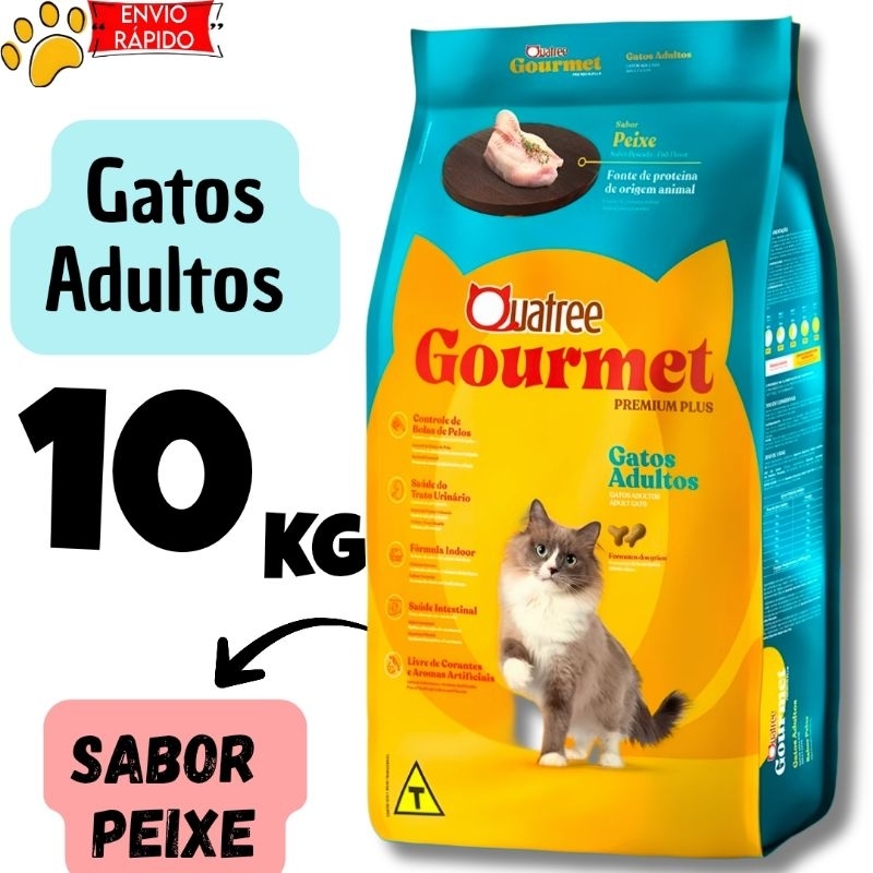 Ração Quatree Gourmet Alimento Gatos Adultos sabor Peixe 10,1kg em Oferta na Shopee
