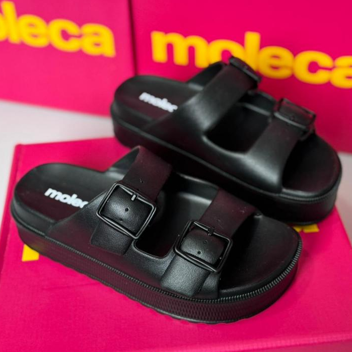 Slide Sandália Feminina Moleca Chinelo de EVA Plataforma Tratorada Super Leve