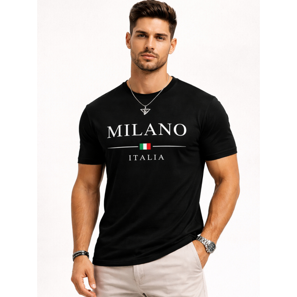 Camiseta Masculina Milano Italia Algodao Gola Redonda