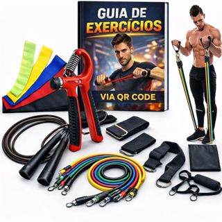 Kit18 itens: 11 Elastico Exercicio + 5 Mini Band + Hand Grip + Corda em Oferta na Shopee