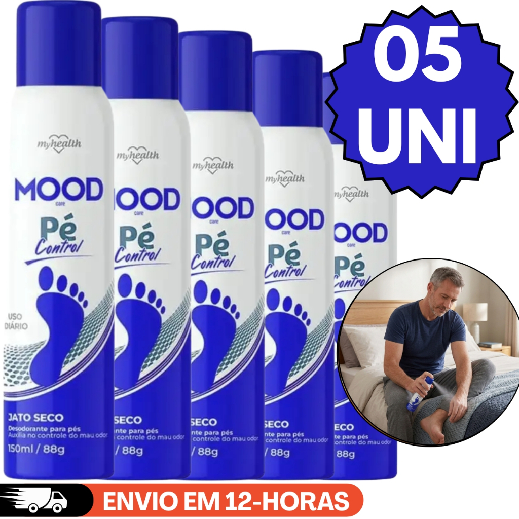 KIT 05 DESODORANTE PARA PES MASCULINO MOOD CONTROL 150 ML JATO SECO - MY HEALTH