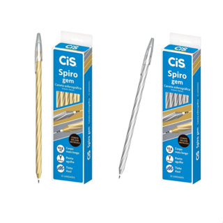 Kit 12 Canetas Esferográfica  Ponta Fina Spiro Gem Cis 0.7mm em Oferta na Shopee