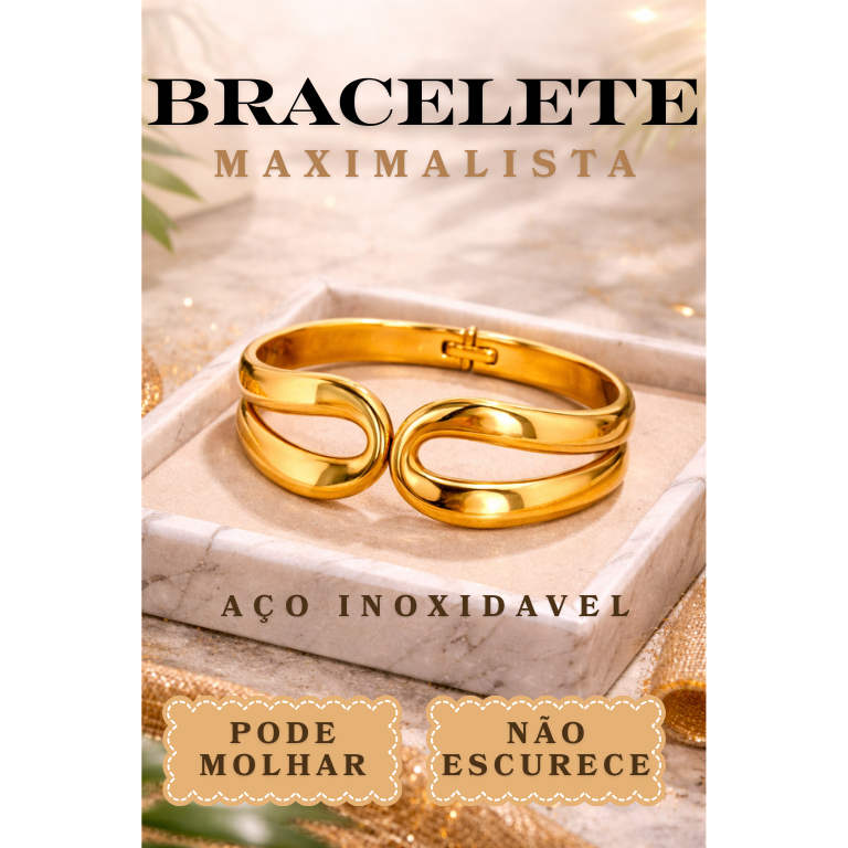 Bracelete Feminino Aberto Inspiração Grifre Luxo Maximalista em Aço Inoxidavel 316L Dourado em Oferta na Shopee