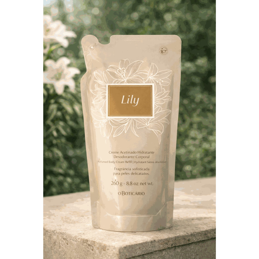 Creme Lily Acetinado Hidratante Corporal 250g Refil – O Boticário | Hidratação 48h