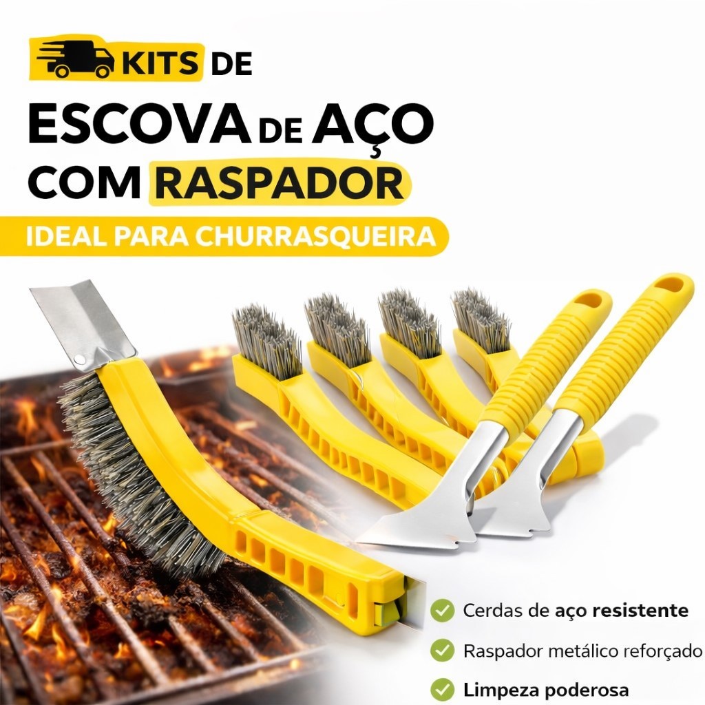 Escova Raspadora Limpa Churrasqueira Qualidade Multiuso