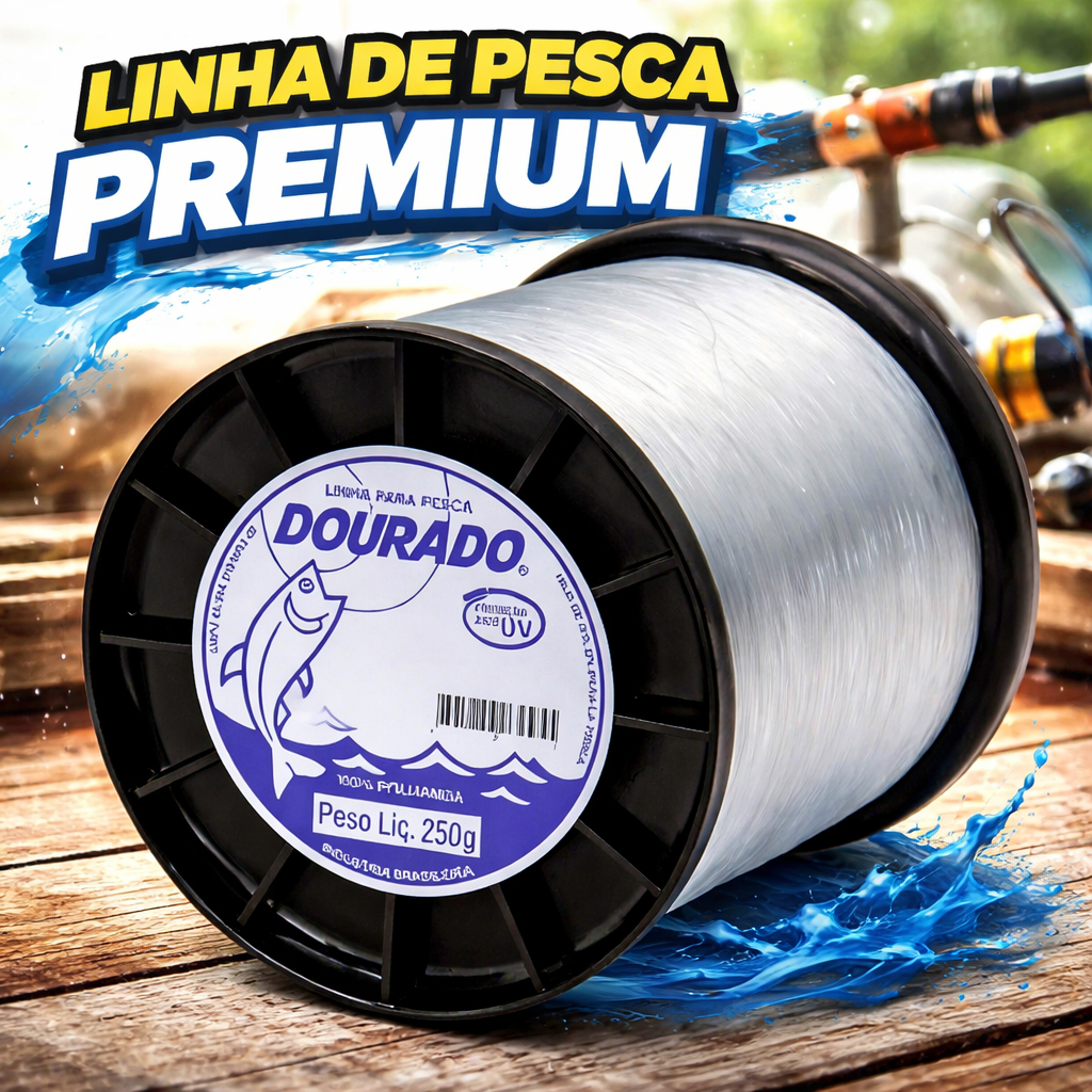 Linha De Pesca Dourado 250g Nylon Alta Resistência Anti UV Várias Medidas
