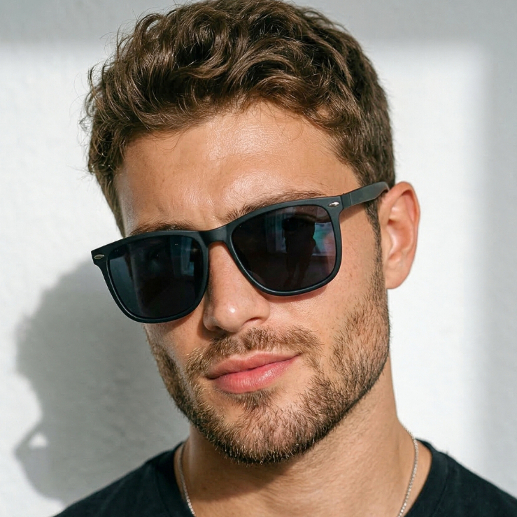 Óculos de Sol Preto Fosco Quadrado Premium Mais Vendido Tendencia Classico uv400 Masculino Feminino