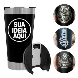 kit 6 copos térmicos personalizados tampa abridor de garrafa copo térmico de time copo térmico inox persona