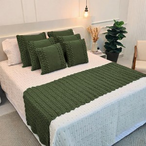 Peseira Manta Tricot Sofá Cama Casal Queen King Aconchego Home Decor - SOMENTE A PESEIRA