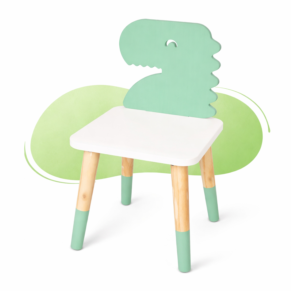 Imagem Cadeira Infantil Madeira Dinossauro Brinquedo Pedagógico Mobiliário Quarto Lúdico Montessori Criança Kit Livro Educativo