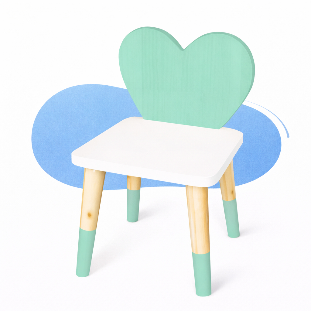 Cadeira Infantil Madeira Coração Grande A partir de 7 Anos Mobiliário Quarto Brinquedo Pedagógico Kit Livro Educativo